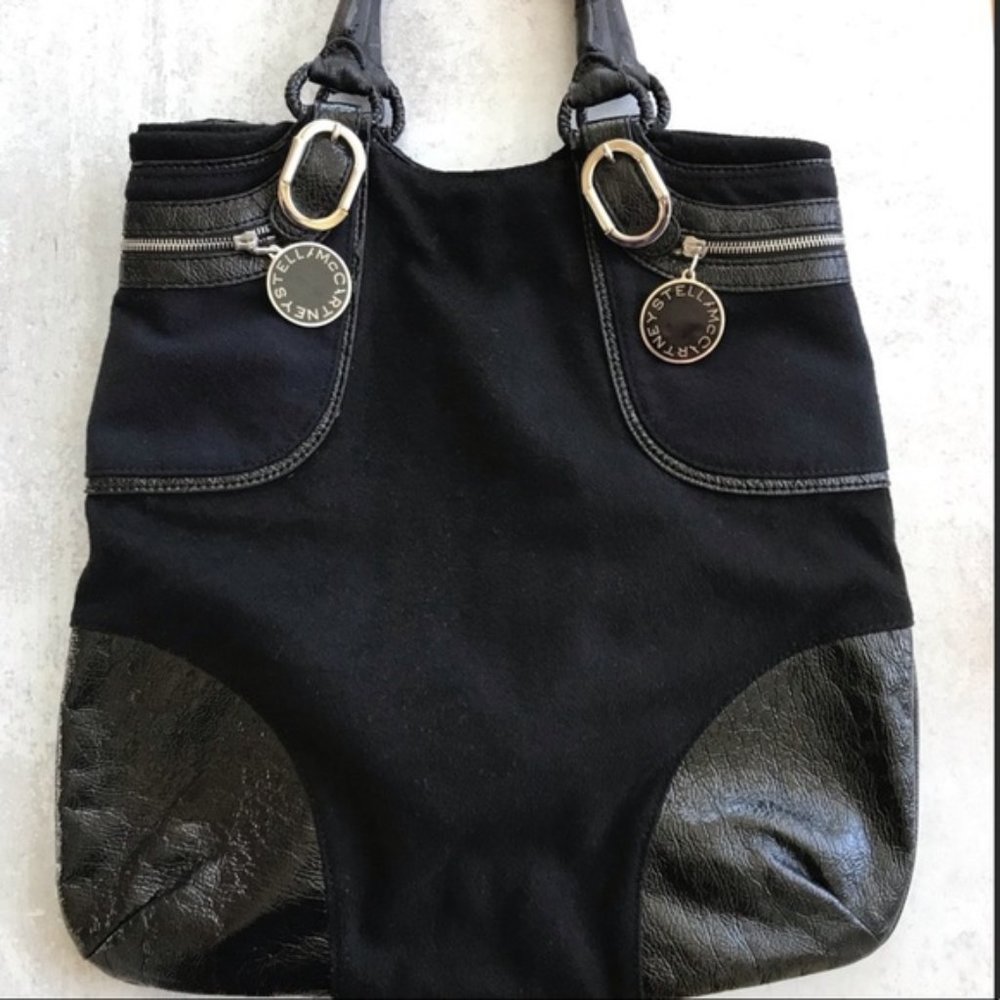 STELLA MCCARTNEY Large Black Felt Tote